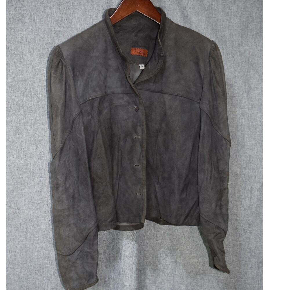 Tenderness Vintage Gray Genuine Suede Jacket Button Front Women’s Small